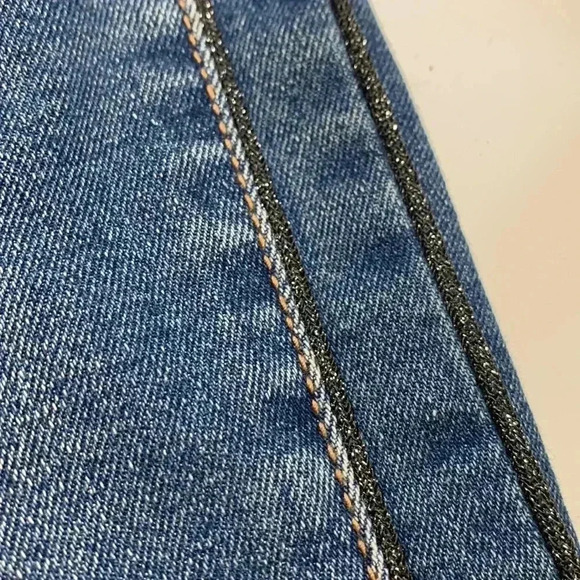 Sam Edelman High Rise Skinny Ankle  Jean w 2 Faux Crystals Panel On Each Leg - Picture 9 of 9